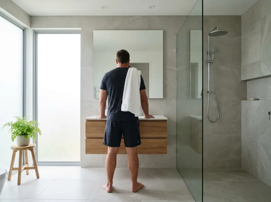 A calm morning routine of the kind a daily testosterone gel fits into